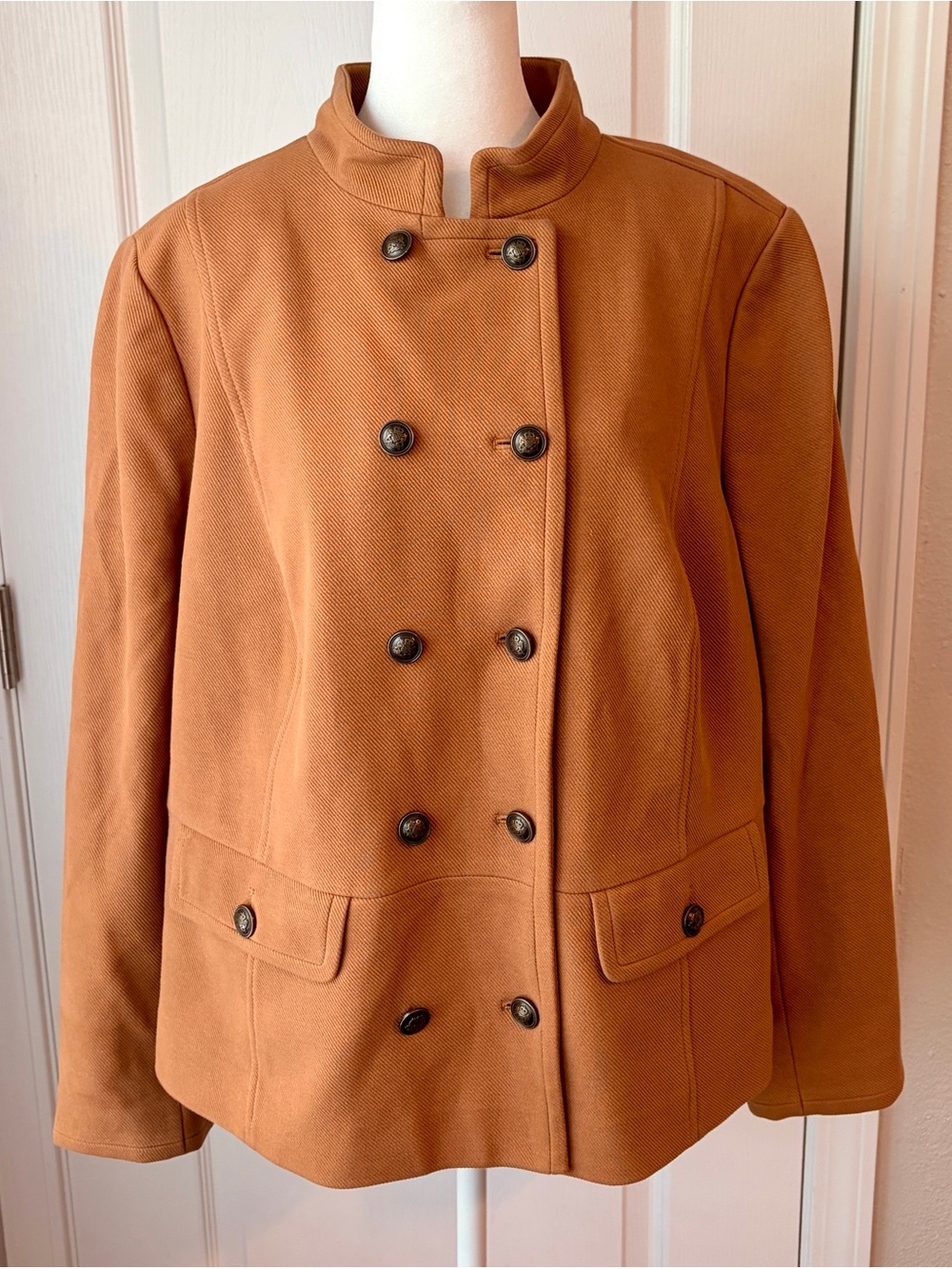 NWT Talbots Twill Knit Band Jacket Caramel Tan Color 16W - Picture 3 of 14